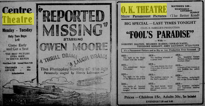 Centre Theater - Aug 7 1922 These 2 Old Theaters Went Head To Head (newer photo)
